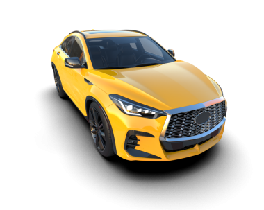 Modern araba arka planda izole edilmiş. 3D görüntüleme - illüstrasyon