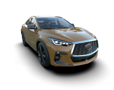 Modern araba arka planda izole edilmiş. 3D görüntüleme - illüstrasyon