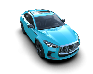 Beyaz arka planda modern bir araba. 3d oluşturma.