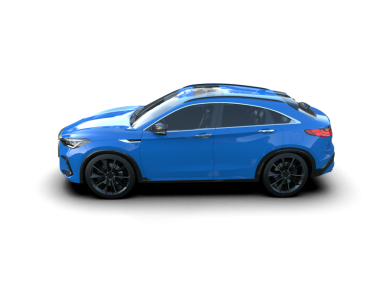 Mavi araba siyah arka planda izole edilmiş. 3d illüstrasyon.