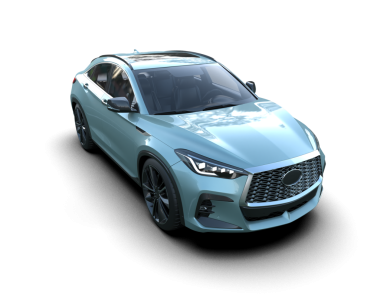 Modern araba arka planda izole edilmiş. 3D görüntüleme - illüstrasyon