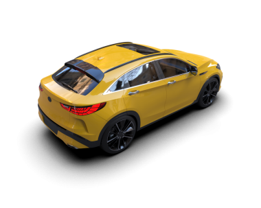 beyaz arka planda modern SUV arabası 3 boyutlu görüntüleme