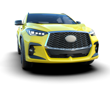 Arka planda modern bir araba. 3D görüntüleme - 3D