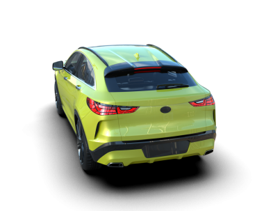 Siyah arka planda yansıması olan modern lüks araba.