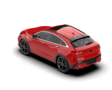 Gri arka planda modern lüks kırmızı spor araba. 3d oluşturma