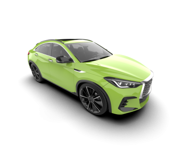 modern araba beyaz arka planda bir camla izole edilmiş.