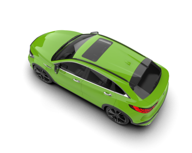 Yeşil lüks araba beyaz arka planda izole edilmiş. 3d oluşturma.