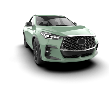 Beyaz arka planda yeşil lüks araba