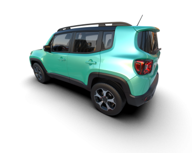 Yeşil cip siyah arka planda izole edildi. 3d oluşturma