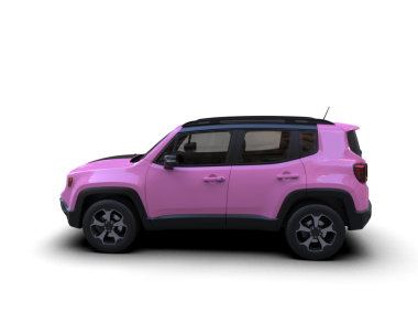 Pembe araba siyah arka planda izole edilmiş. Stüdyo. 3d resimleme