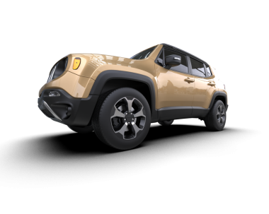 Beyaz stüdyo ortamında izole edilmiş 3 boyutlu markasız bir SUV.