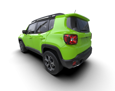 Modern yeşil ekranlı yeşil bir cip. 3d oluşturma.