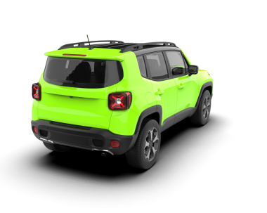 Yeşil, modern SUV arabası beyaz arka planda izole edilmiş. 3D görüntüleme - 3D