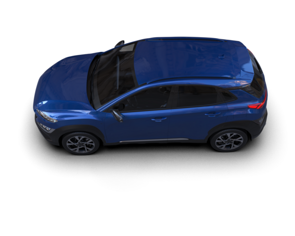 Arka tarafı izole edilmiş beyaz arka planı olan mavi bir araba.