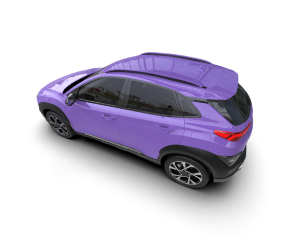 küçük gövdeli mor bir cip.