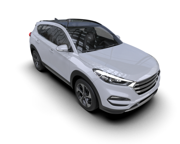 Beyaz arka planda yansıması olan modern bir araba. 3d oluşturma