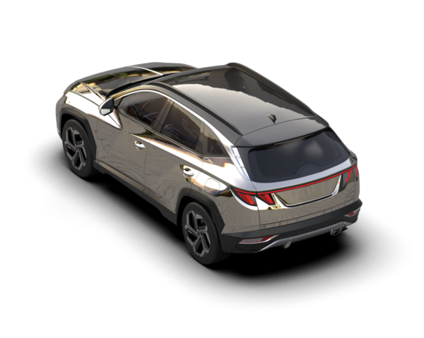 Siyah çizgili, koyu renkli gümüş renkli bir SUV. 3d oluşturma