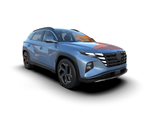 Mavi camlı araba. 3d oluşturma