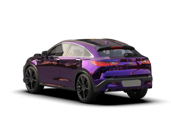 kırpma yolu ve 3 boyutlu illüstrasyonla arka planda izole edilmiş mor araba