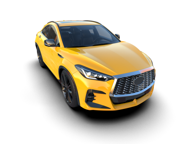 Modern araba arka planda izole edilmiş. 3D görüntüleme - illüstrasyon