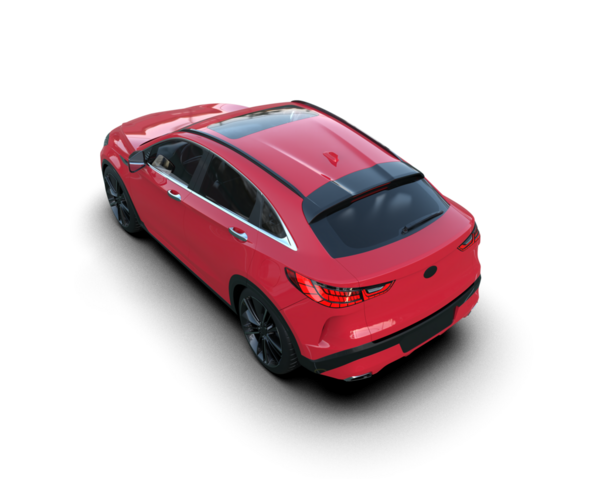 Gri renkte kırmızı modern araba. yan görünüm - 3d görüntüleme