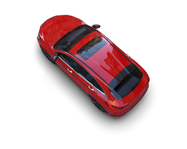 kırmızı araba beyaz arkaplanda izole edildi