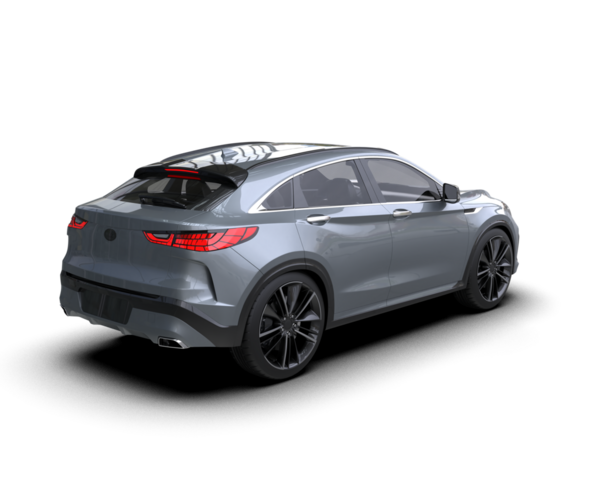 Modern araba arka planda izole edilmiş. 3D görüntüleme - illüstrasyon