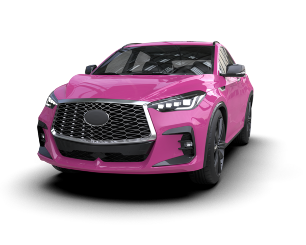 Pembe premium araba beyaz arka planda izole edilmiş. 3d illüstrasyon