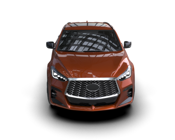 Modern araba arka planda izole edilmiş. 3d oluşturma