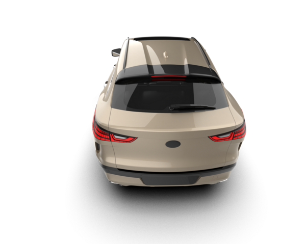 Beyaz arka planda izole edilmiş modern bir arabanın 3 boyutlu görüntüsü