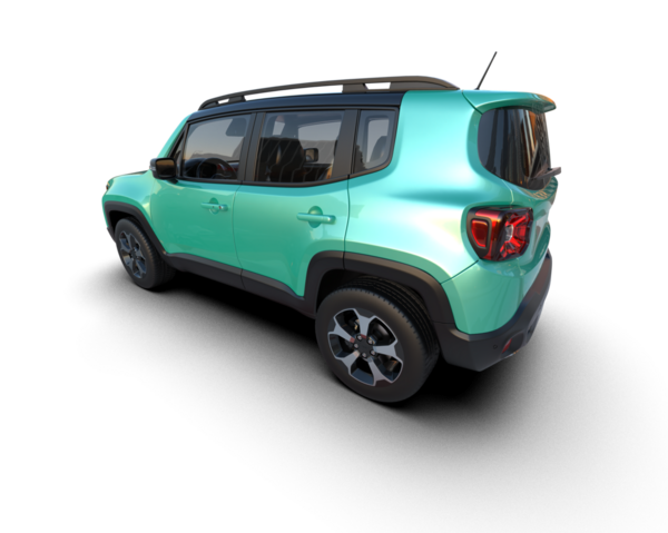 Yeşil cip siyah arka planda izole edildi. 3d oluşturma