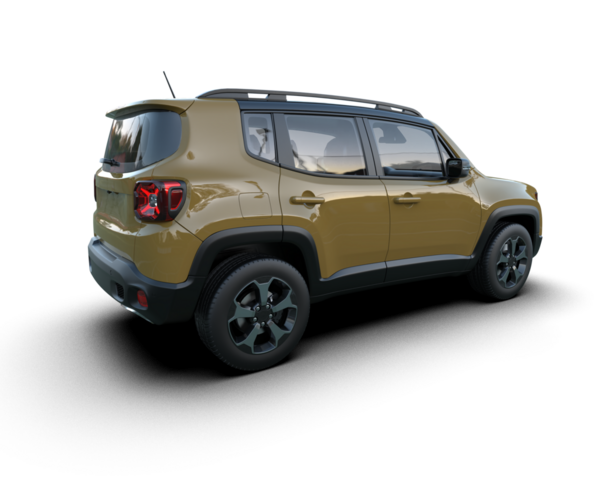 Siyah stüdyo arka planlarında izole edilmiş 3 boyutlu markasız bir SUV.