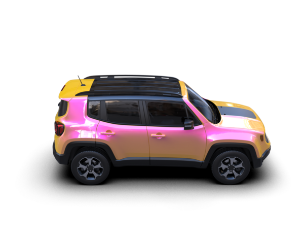 Beyaz arkaplandaki bir SUV 'un 3 boyutlu görüntülemesi.