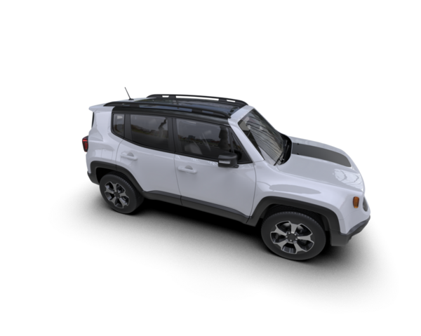 Beyaz arkaplanda gölgesi olan 3 boyutlu bir SUV görüntüsü
