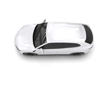 Beyaz arka planda izole edilmiş modern bir arabanın 3 boyutlu görüntüsü