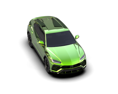 modern yeşil araba kırpma yolu ile siyah üzerinde izole