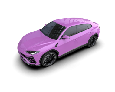 Karanlık bir stüdyoda beyaz bir arka planda üç boyutlu bir araba.