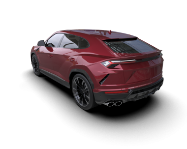 Siyah arka planda izole edilmiş lüks kırmızı bir araba. 3d oluşturma.