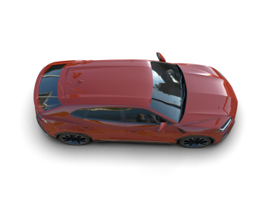 Kırmızı araba siyah arka planda izole edildi. 3d oluşturma
