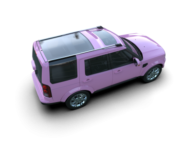 İzole edilmiş beyaz arka planda pembe bir araba. 3d illüstrasyon.