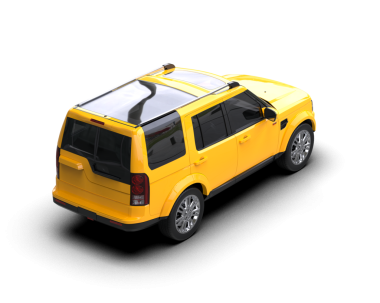 Siyah arka planda modern sarı şehir minivanı.