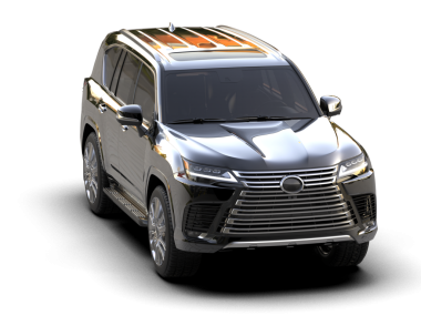 Siyah arkaplanda yansıması olan modern kompakt araba