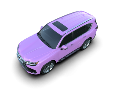 Pembe araba, siyah arkaplanda yansımayla izole edilmiş.