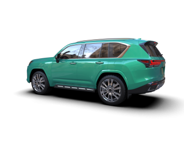 Modern yeşil şehir arabası beyaz arka planda izole edilmiş. 3 Boyutlu Hazırlama