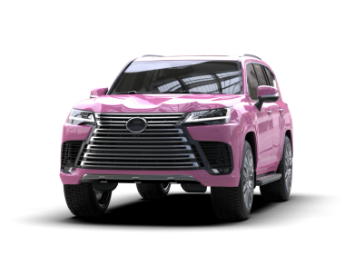 Pembe cip arabası. Siyah arka planda izole edilmiş. 3D oluşturuldu