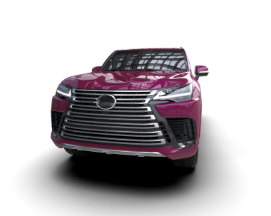 Pembe araba izole edilmiş. 3d oluşturma