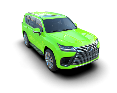 Siyah arka planda yeşil bir cip var. 3d oluşturma