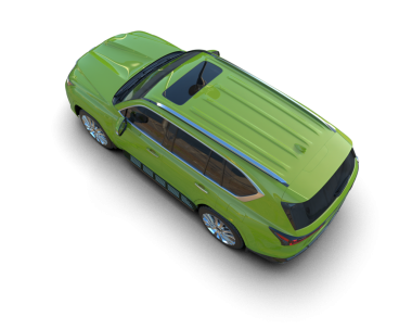 Siyah arka planı olan yeşil modern bir araba.