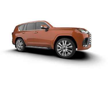 Beyaz stüdyo arka planında izole edilmiş 3 boyutlu markasız bir SUV.