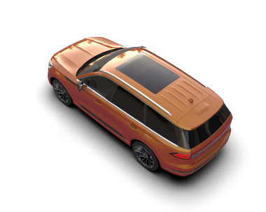 Siyah izole edilmiş arka planda 3 boyutlu bir araba görüntüsü